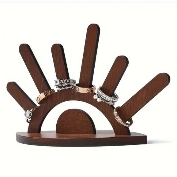 Evil Eye Boho/Bohemian Wood/Wooden Jewelry Display Stand/Ring Holder Organizer - Picture 5 of 14